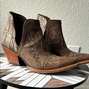 Ariat x Pendleton Brown Ankle Booties with Embroidered Design
